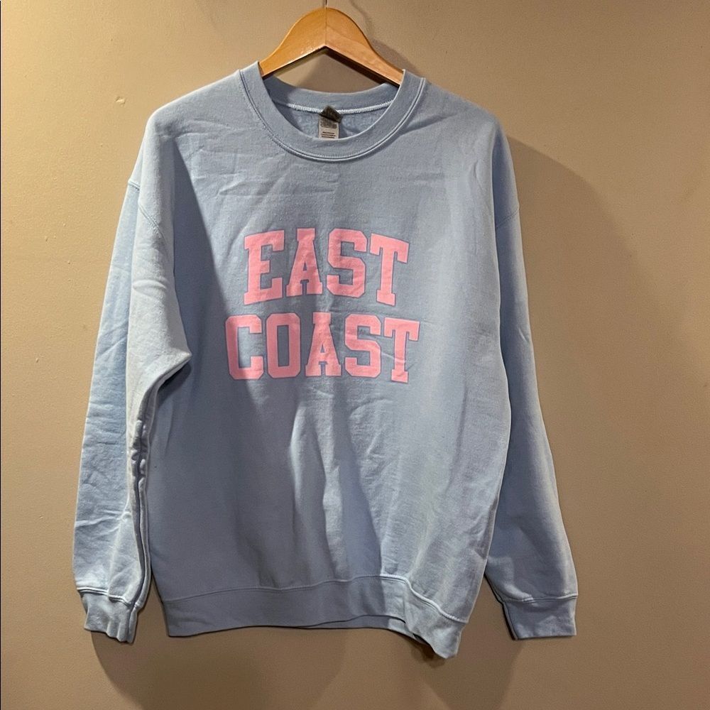 Gildan Women's Light Blue and Pink Sweatshirt